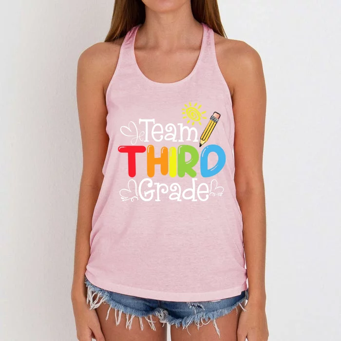 Back To School Funny Gift Team Third Grade 3Rd Teacher Student Gift Women's Knotted Racerback Tank