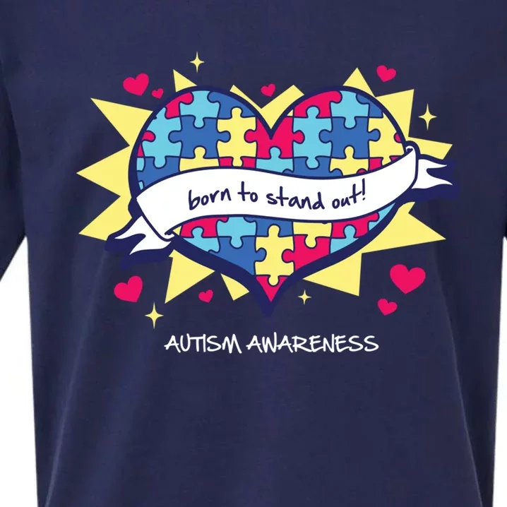 Born To Stand Out! Cute Gift Autism Awareness Quote Proud Autistic Gift Sueded Cloud Jersey T-Shirt