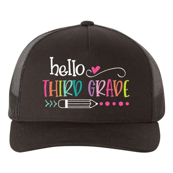 Back To School Hello Third 3rd Grade Yupoong Adult 5-Panel Trucker Hat