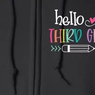 Back To School Hello Third 3rd Grade Full Zip Hoodie