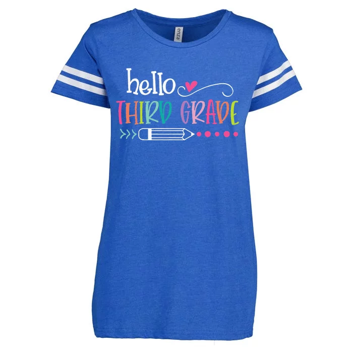 Back To School Hello Third 3rd Grade Enza Ladies Jersey Football T-Shirt