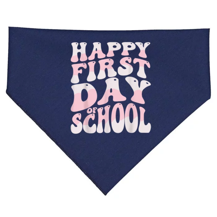 Back To School Happy First Day Of School Teacher Student USA-Made Doggie Bandana