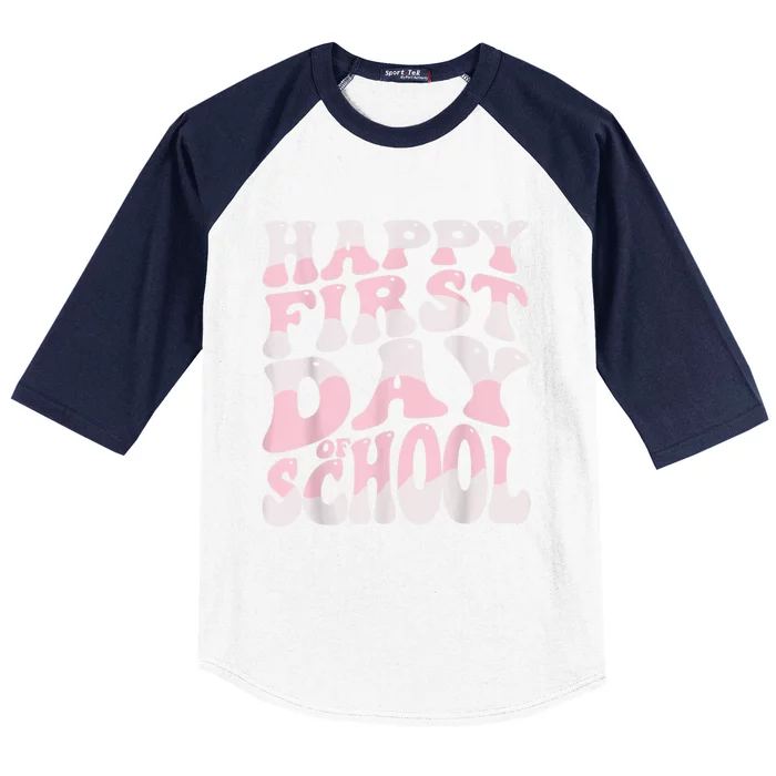 Back To School Happy First Day Of School Teacher Student Baseball Sleeve Shirt