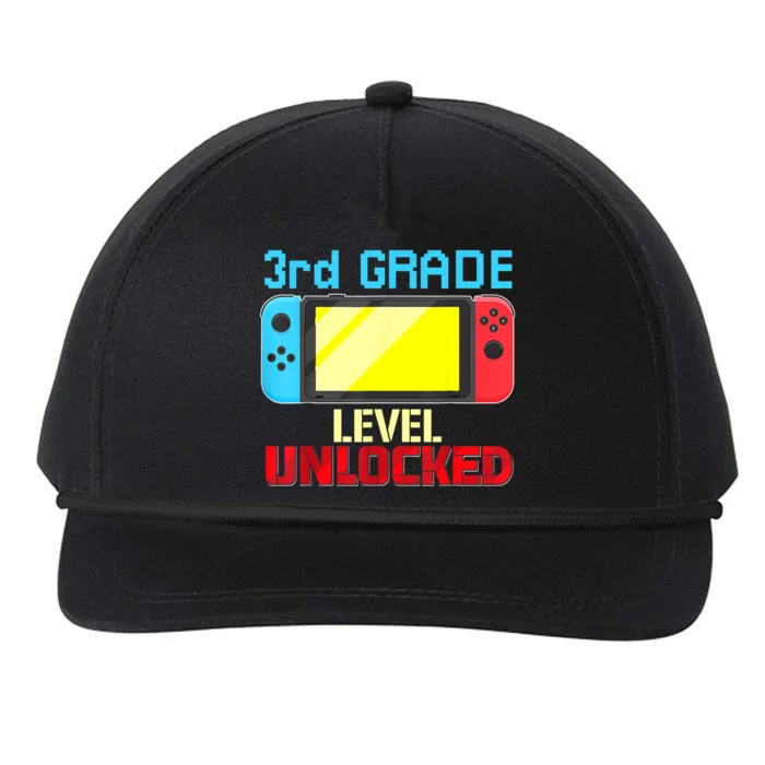 Back To School Video Gamer 3rd Grade Level Unlocked Boy Kids Snapback Five-Panel Rope Hat