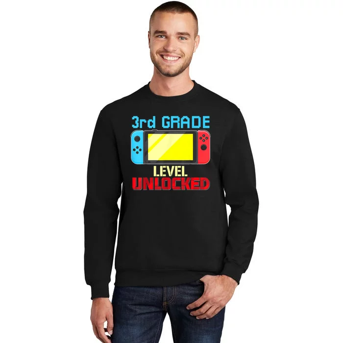 Back To School Video Gamer 3rd Grade Level Unlocked Boy Kids Tall Sweatshirt