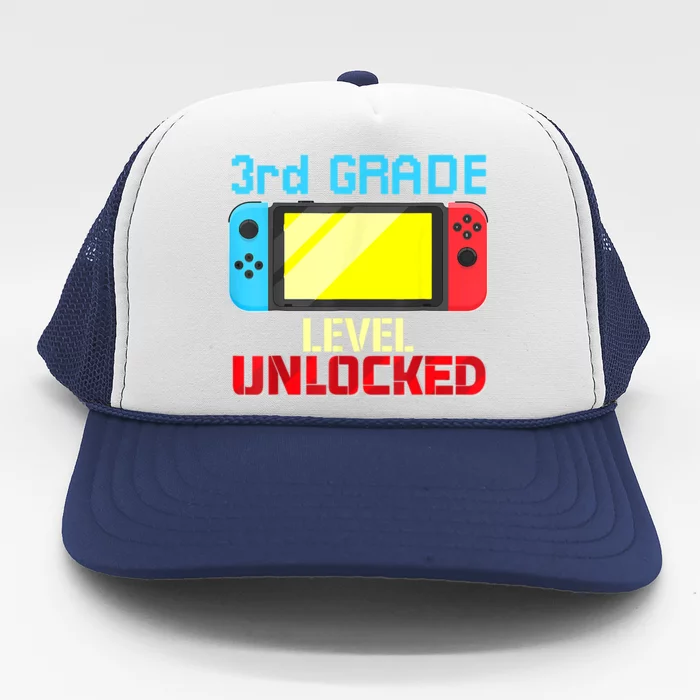 Back To School Video Gamer 3rd Grade Level Unlocked Boy Kids Trucker Hat