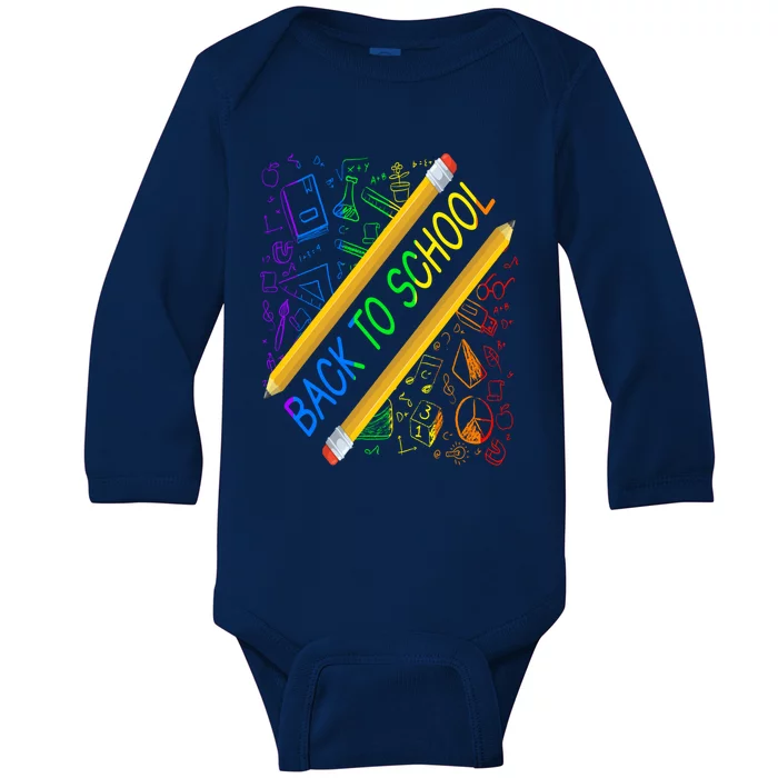 Back To School Happy First Day Of School Teachers Gift Baby Long Sleeve Bodysuit