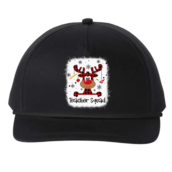 Bleached Teacher Squad Reindeer Funny Teacher Christmas Xmas Snapback Five-Panel Rope Hat