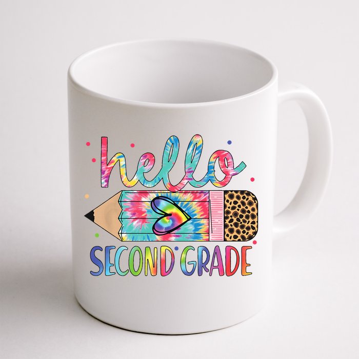 Back To School Hello Second 2nd Grade Leopard Tie Dye Pencil Front & Back Coffee Mug