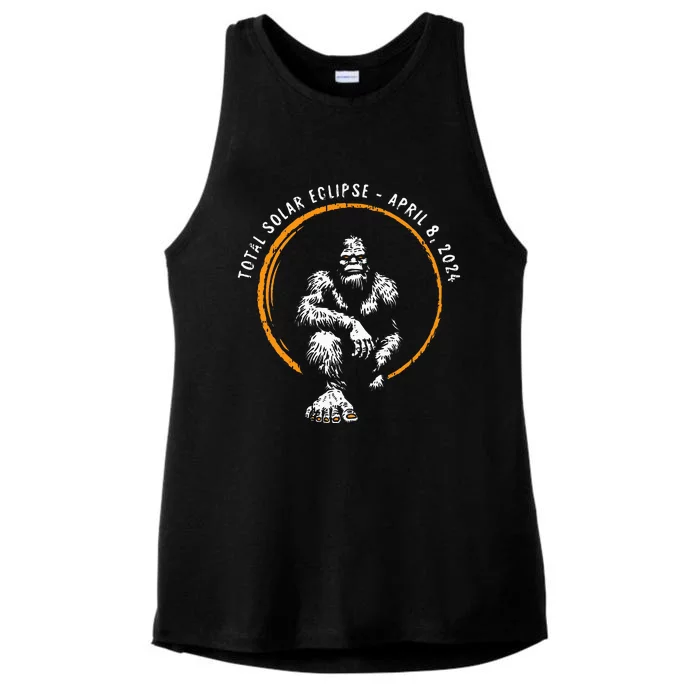 Bigfoot Total Solar Eclipse April 8 2024 Totality Ladies Tri-Blend Wicking Tank