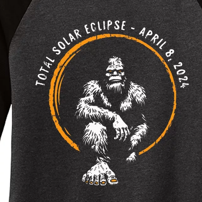 Bigfoot Total Solar Eclipse April 8 2024 Totality Women's Tri-Blend 3/4-Sleeve Raglan Shirt