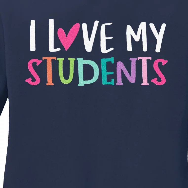 Back To School I Love My Students Teachers Women Ladies Long Sleeve Shirt