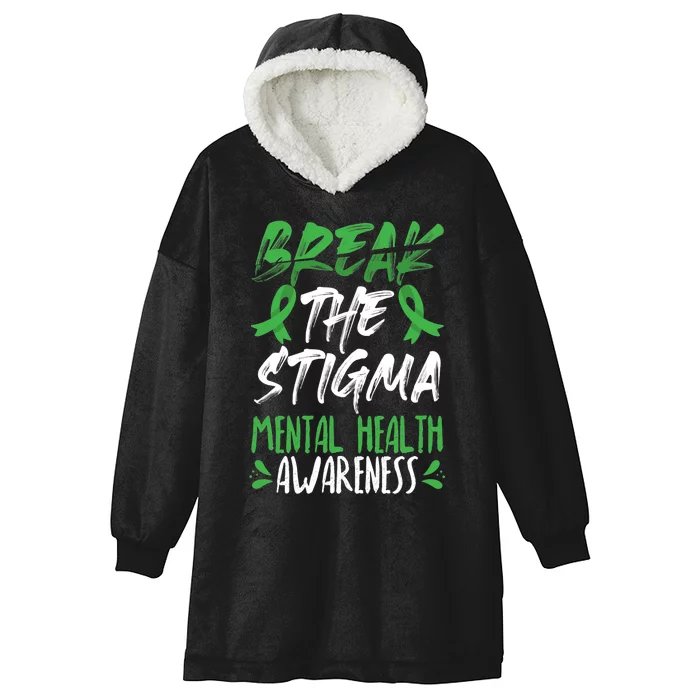 Break The Stigma Green Mental Health Awareness Hooded Wearable Blanket