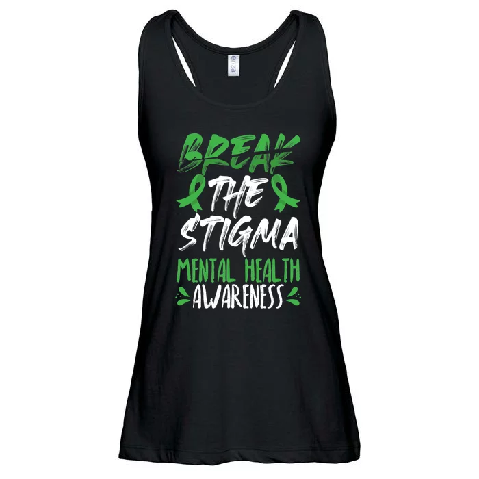 Break The Stigma Green Mental Health Awareness Ladies Essential Flowy Tank