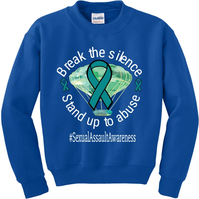 Break The Silence Sexual Assault Awareness Watercolor Gift Kids Sweatshirt