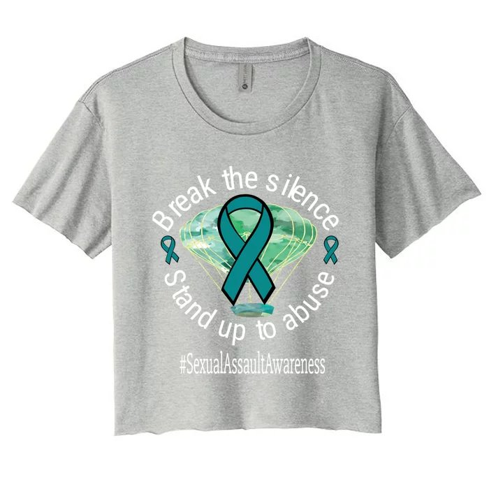 Break The Silence Sexual Assault Awareness Watercolor Gift Women's Crop Top Tee