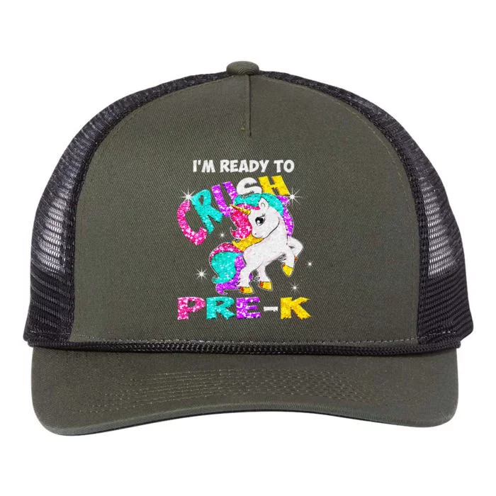 Back To School Im Ready To Crush PreK Unicorn Retro Rope Trucker Hat Cap