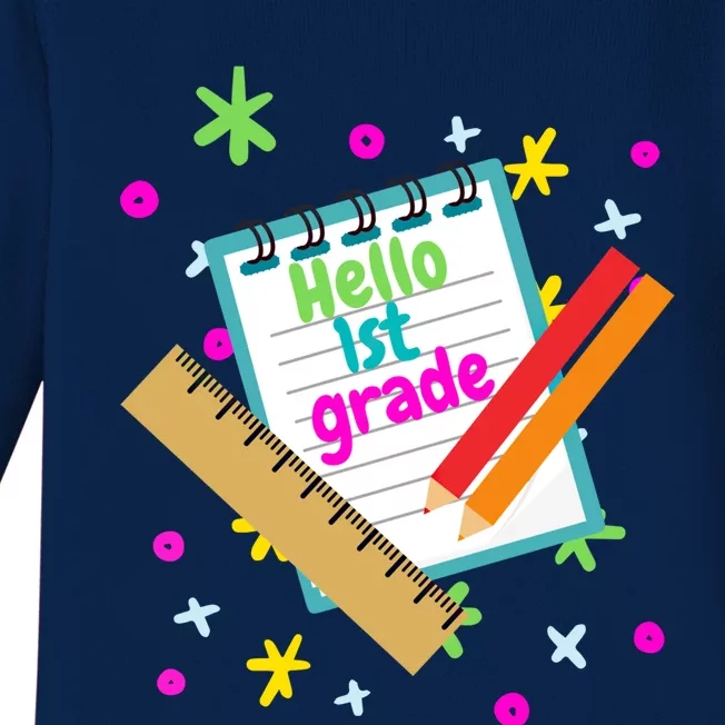 Back To School Hello 1St Grade First Day Of First Grade Meaningful Gift Baby Long Sleeve Bodysuit