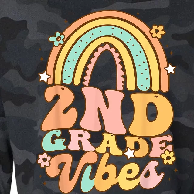 Back To School Second Grade Vibes Student Teacher Rainbow Cropped Pullover Crew