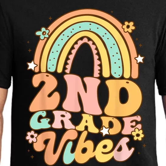 Back To School Second Grade Vibes Student Teacher Rainbow Pajama Set