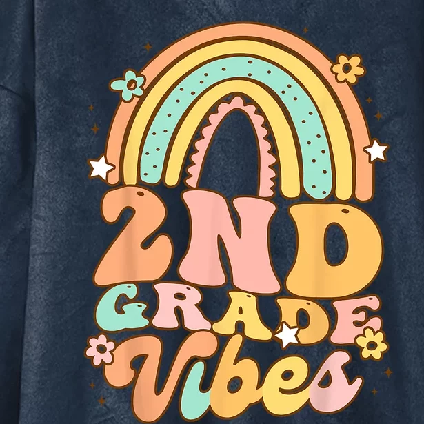 Back To School Second Grade Vibes Student Teacher Rainbow Hooded Wearable Blanket