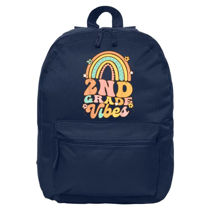 Back To School Second Grade Vibes Student Teacher Rainbow 16 in Basic Backpack