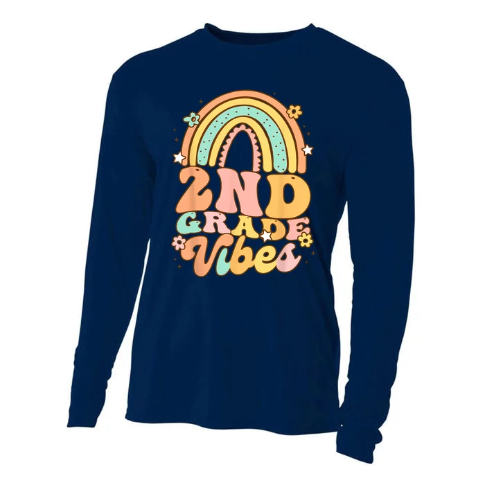 Back To School Second Grade Vibes Student Teacher Rainbow Cooling Performance Long Sleeve Crew