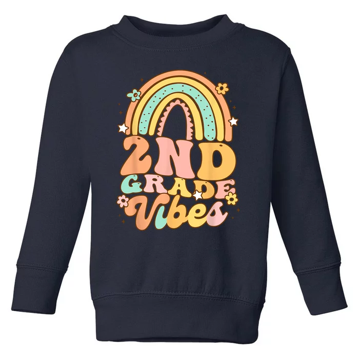 Back To School Second Grade Vibes Student Teacher Rainbow Toddler Sweatshirt