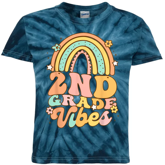 Back To School Second Grade Vibes Student Teacher Rainbow Kids Tie-Dye T-Shirt