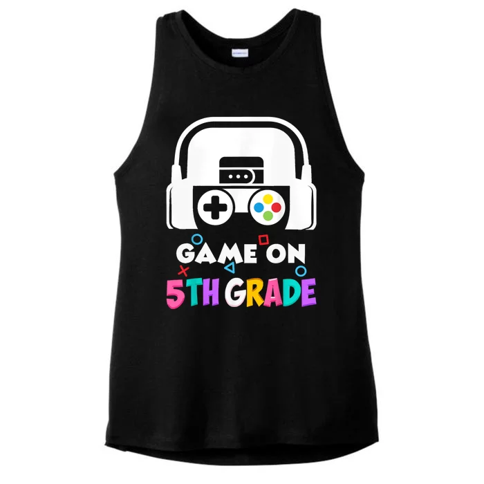 Back To School Game On 5th Grade Funny Gamer Ladies Tri-Blend Wicking Tank