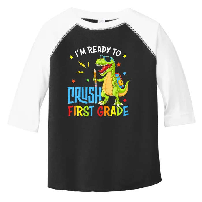 Back To School I'm Ready To Crush First Grade Dinosaur Toddler Fine Jersey T-Shirt