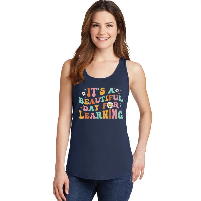 Back To School Its Beautiful Day For Learning Teachers Ladies Essential Tank