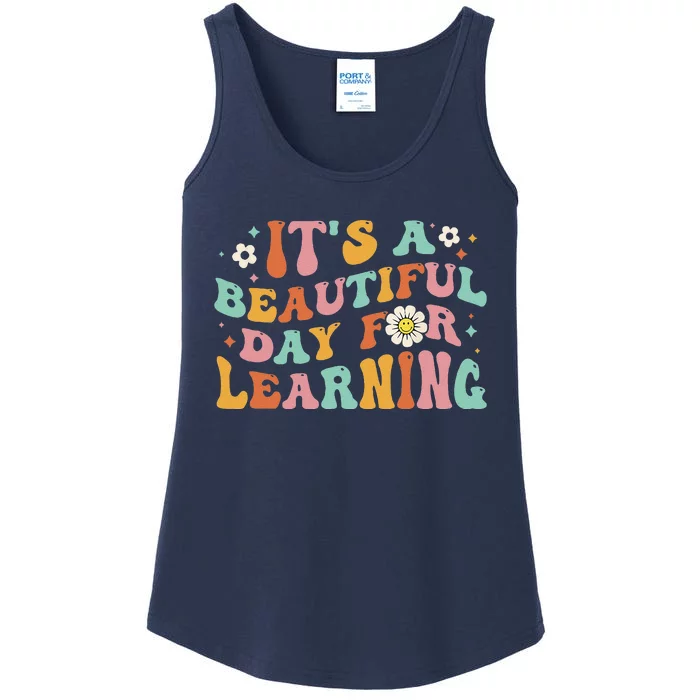 Back To School Its Beautiful Day For Learning Teachers Ladies Essential Tank