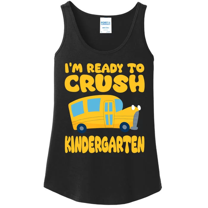 Back To School First Day Of Kindergarten School Bus Funny Ladies Essential Tank