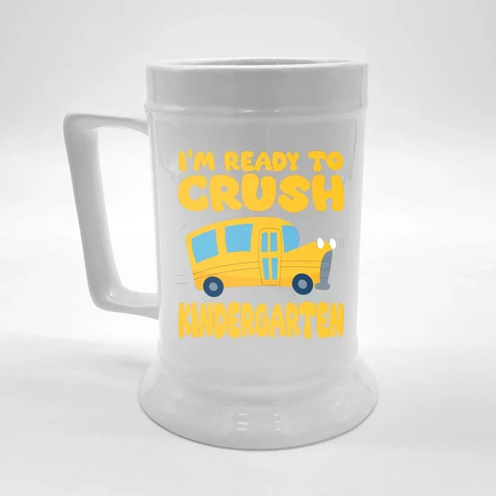 Back To School First Day Of Kindergarten School Bus Funny Front & Back Beer Stein