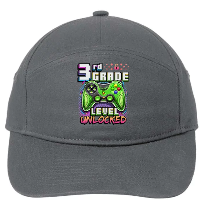 Back To School 3rd Grade Gamer First Day School Level 7-Panel Snapback Hat