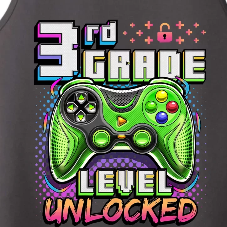 Back To School 3rd Grade Gamer First Day School Level Performance Tank