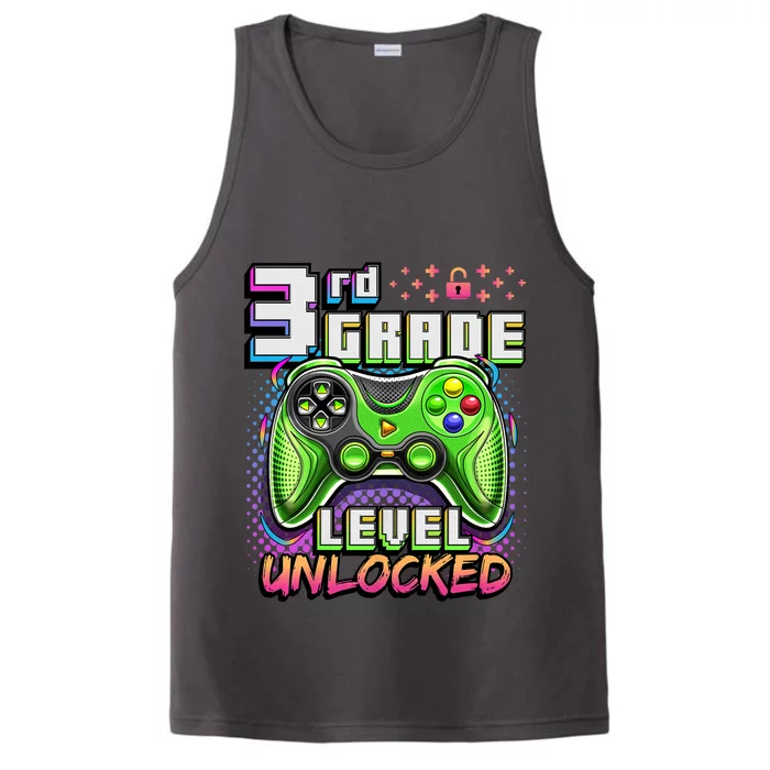 Back To School 3rd Grade Gamer First Day School Level Performance Tank