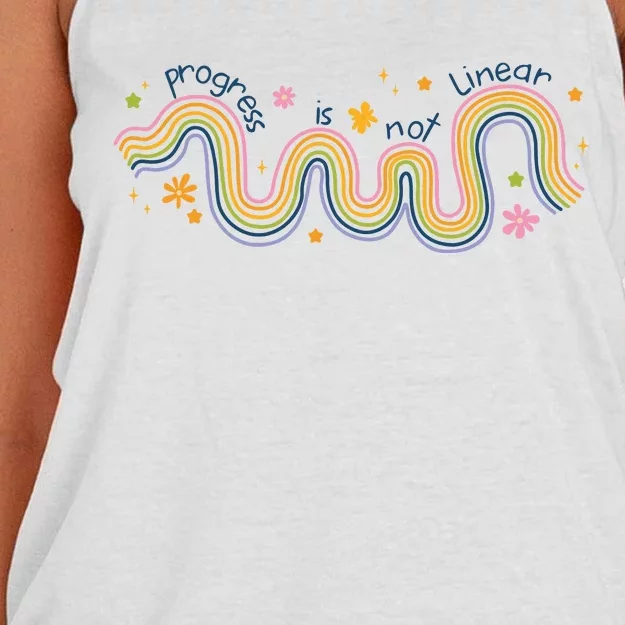 Back To School Sped Teacher Progress Is Not Linear Women's Knotted Racerback Tank