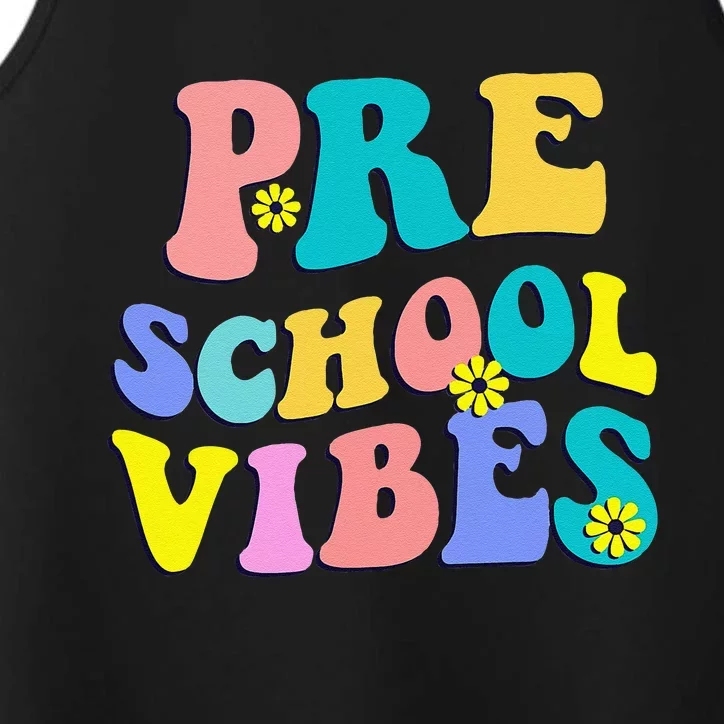 Back To School Preschool Vibes Student Teacher Retro Funny Performance Tank