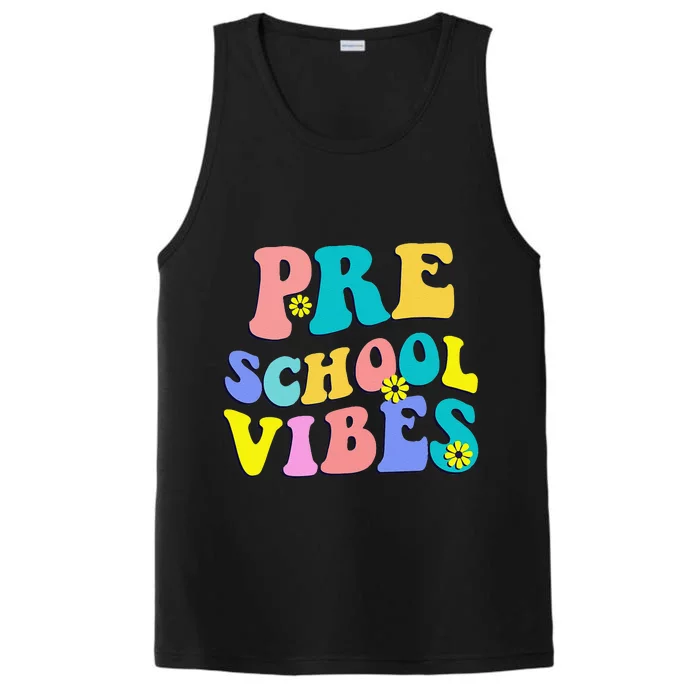 Back To School Preschool Vibes Student Teacher Retro Funny Performance Tank