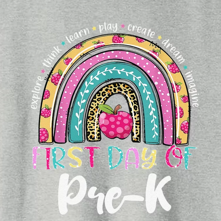 Back To School Rainbow Happy First Day Of PreK Gift Women's Crop Top Tee