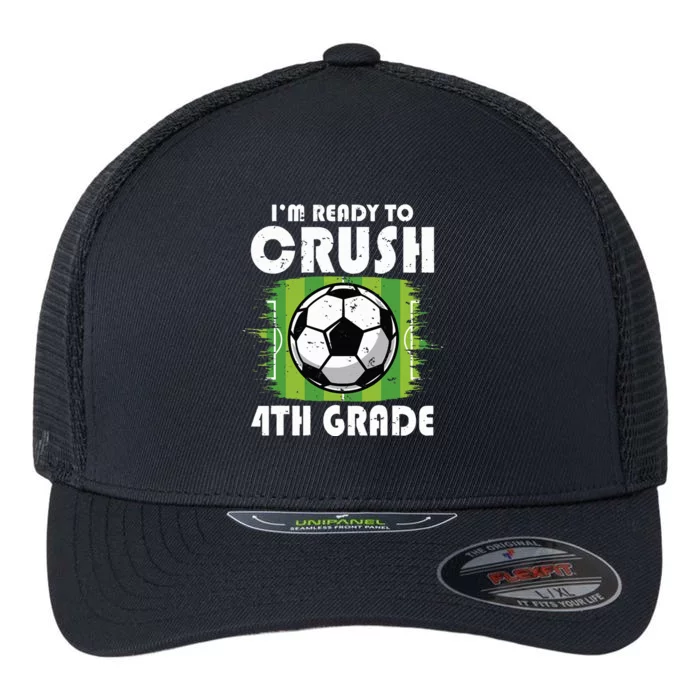 Back To School First Day Of 4th Grade Soccer Flexfit Unipanel Trucker Cap