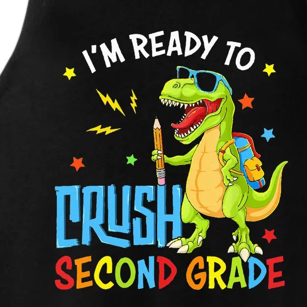 Back To School I'm Ready To Crush Second Grade Dinosaur Ladies Tri-Blend Wicking Tank