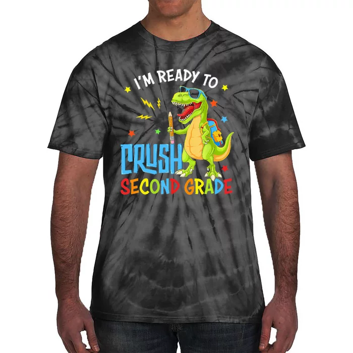 Back To School I'm Ready To Crush Second Grade Dinosaur Tie-Dye T-Shirt