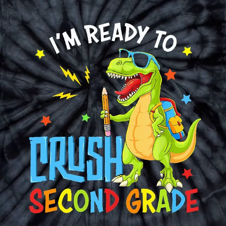 Back To School I'm Ready To Crush Second Grade Dinosaur Tie-Dye T-Shirt