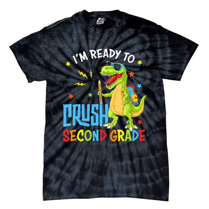 Back To School I'm Ready To Crush Second Grade Dinosaur Tie-Dye T-Shirt