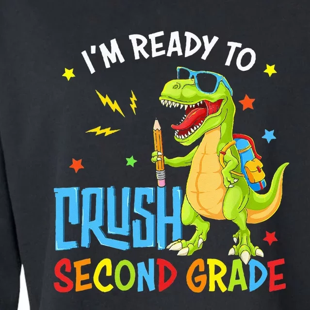 Back To School I'm Ready To Crush Second Grade Dinosaur Cropped Pullover Crew