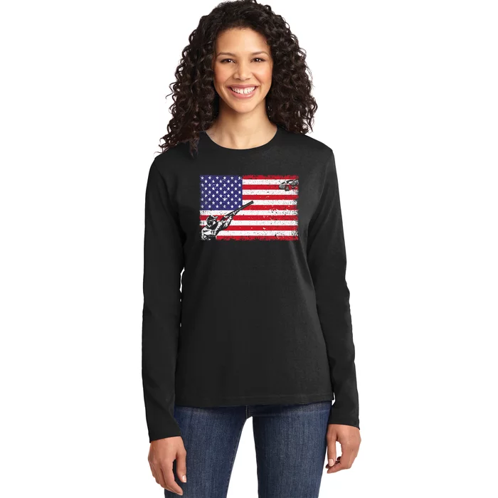 Best Trap Shooting Skeet Shooting Clay Target Ladies Long Sleeve Shirt