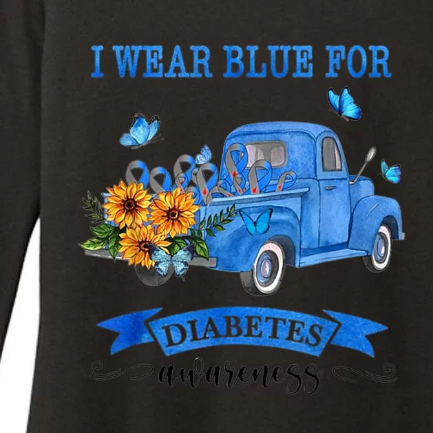 Blue Truck Sunflower I Wear Blue For Diabetes Awareness Gift Meaningful Gift Womens CVC Long Sleeve Shirt